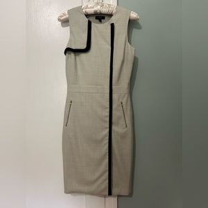 EUC Black and gray J Crew A line sleeveless midi dress Sz 0